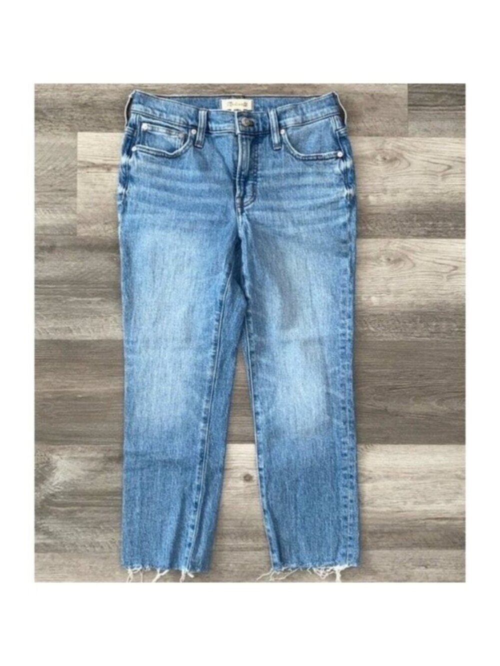 Madewell The Mid-Rise Perfect Vintage Jeans Denim Magic Pockets Raw Hem 26 P